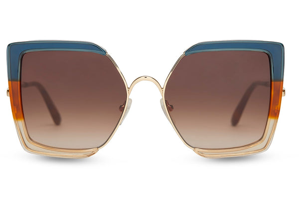TOMS Tulum Deep Teal Triple Lamination Sunglasses / Brown Gradient Lenses TOMS - Tulum Deep Teal Triple Lamination Sunglasses / Brown Gradient Lenses