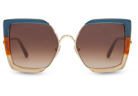 Zac Posen Dolly 52mm Black Gold Sunglasses / Brown Gradient Lenses