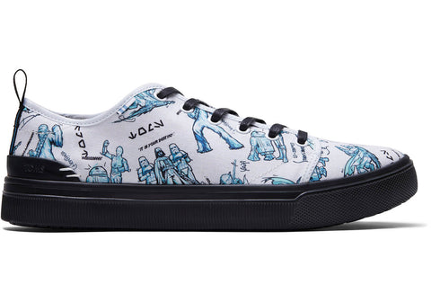 TOMS Women's Star Wars Collection TRVL LITE Low White Character Sketch Print Sneakers