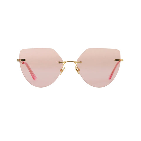 Quay Wild Night Gold Sunglasses / Peach Pink Lenses