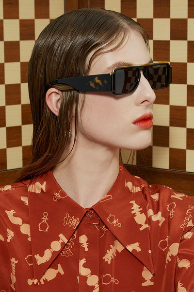 Karen Walker - Grand Master Black Sunglasses / Green Mono Lenses