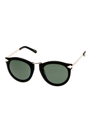 Karen Walker - Harvest Regular Fit Black Gold Sunglasses / Gradient Green Lenses