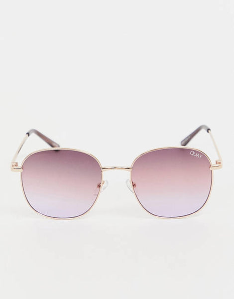 Quay Jezabell Gold Sunglasses / Rose Purple Pink Fade Lenses