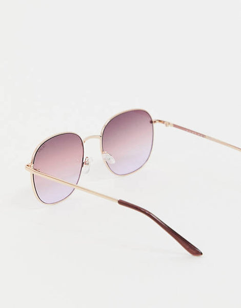 Quay Jezabell Gold Sunglasses / Rose Purple Pink Fade Lenses