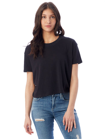 Alternative Apparel - Headliner Vintage Jersey Cropped Black T-shirt