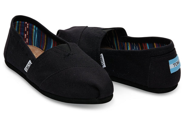 TOMS Women's Classics Black on Black Canvas Slip-Ons