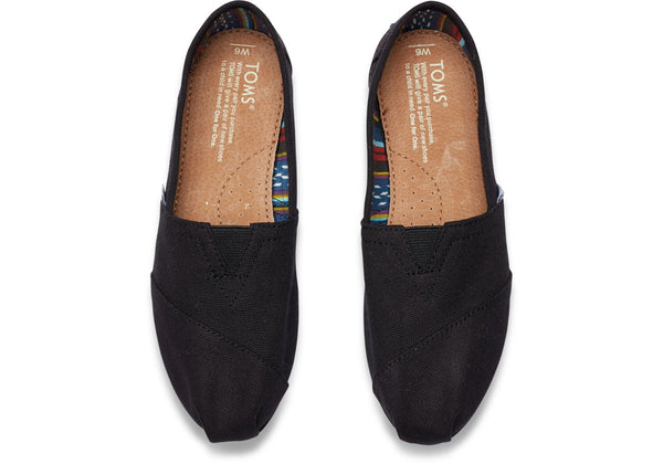 TOMS Women's Classics Black on Black Canvas Slip-Ons