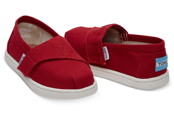 TOMS Tiny Classics 2.0 Red Canvas Slip-Ons