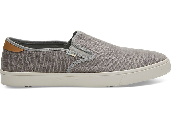 TOMS - Men's Topanga Collection Baja Drizzle Grey Heritage Canvas Slip-Ons