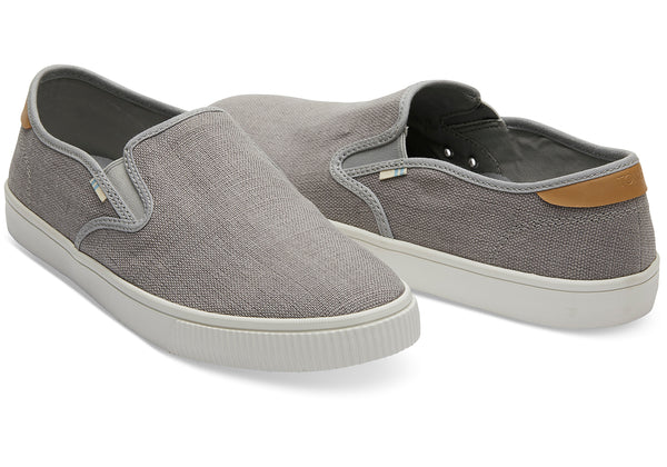 TOMS Men's Topanga Collection Baja Drizzle Grey Heritage Canvas Slip-Ons