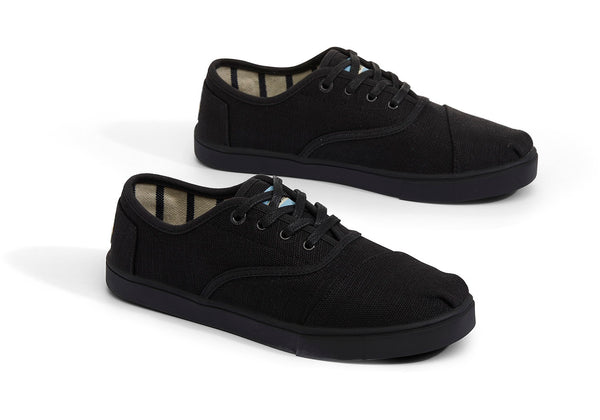 TOMS Women's Cupsole Venice Collection Cordones Black on Black Heritage Canvas Sneakers