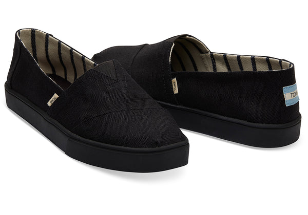 TOMS Men's Cupsole Venice Collection Classics Black on Black Canvas Slip-Ons