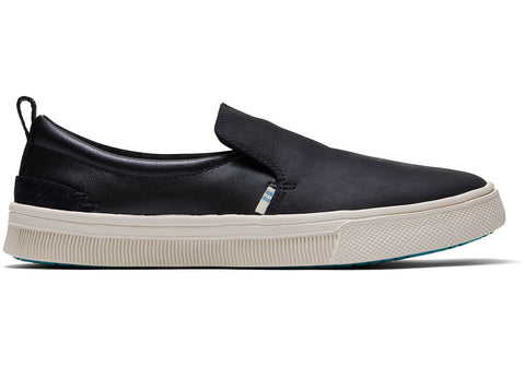 TOMS - Women's TRVL LITE Black Leather Slip-Ons