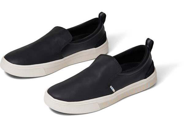TOMS Women's TRVL LITE Black Leather Slip-Ons