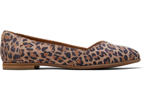 TOMS - Women's Julie Desert Tan Leopard Print Suede Flats