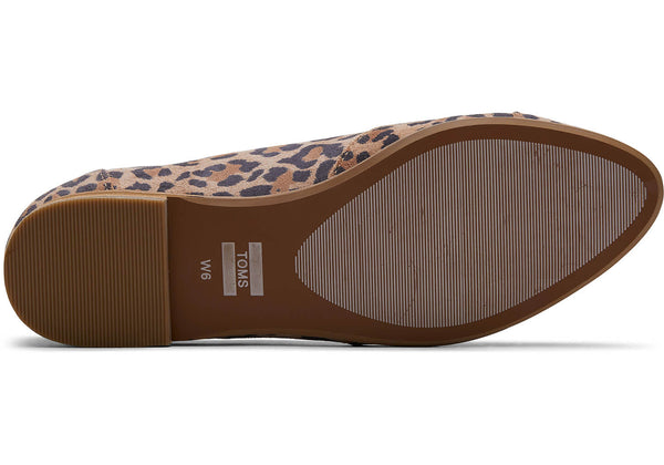 TOMS Women's Julie Desert Tan Leopard Print Suede Flats