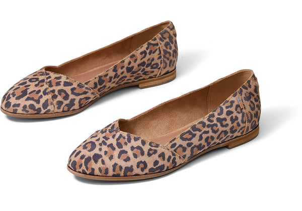 TOMS Women's Julie Desert Tan Leopard Print Suede Flats