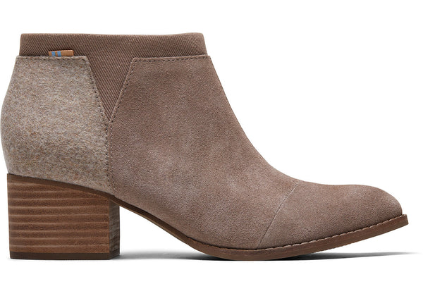 TOMS - Women's Loren Taupe Gray Suede Booties