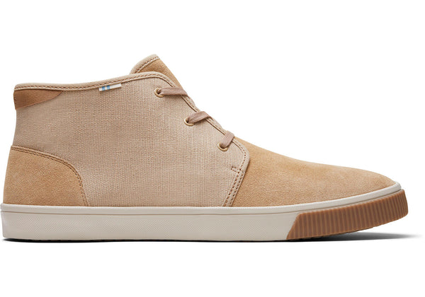 TOMS - Men's Topanga Collection Carlo Mid Tan Suede Heritage Canvas Sneakers
