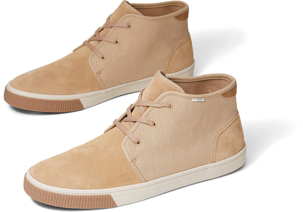 TOMS Men's Topanga Collection Carlo Mid Tan Suede Heritage Canvas Sneakers