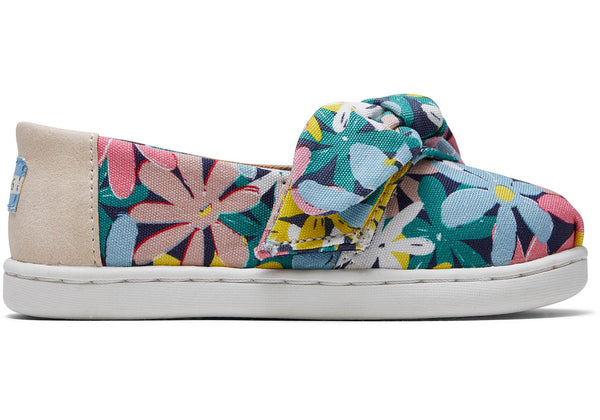 TOMS - Tiny Classics Multi Giant Flowers Print Bow Slip-Ons