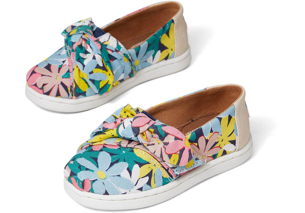 TOMS Tiny Classics Multi Giant Flowers Print Bow Slip-Ons