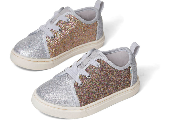 TOMS Tiny Silver Gold Iridescent Glimmer Lenny Elastic Sneakers