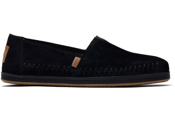 TOMS - Women's Classics Black Suede Leather Wrap Slip-Ons