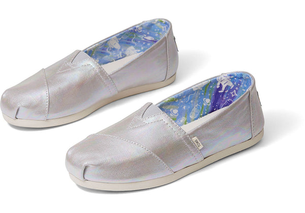 TOMS Women's Classics Ortholite Drizzle Grey Metallic Canvas Slip-Ons