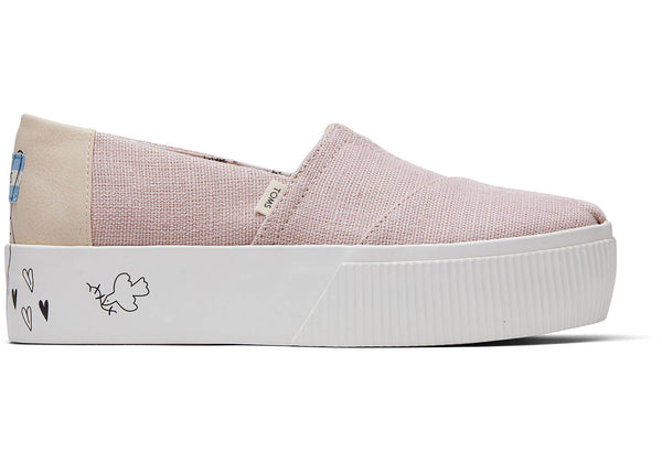 TOMS - Women's Boardwalk Classics Venice Collection Ballet Pink Platform Slip-Ons