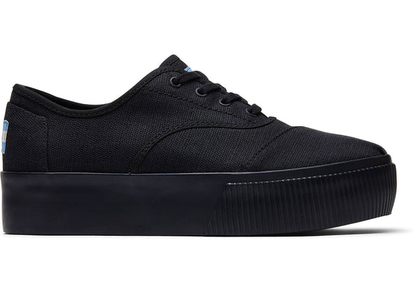 TOMS - Women's Cordones Venice Collection Boardwalk Black Leopard Canvas Platform Sneakers