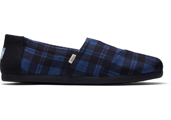 TOMS - Men's Classics Ortholite Navy Plaid Slip-Ons