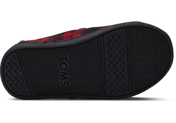 TOMS Tiny Classics Red Buffalo Plaid Slip-Ons