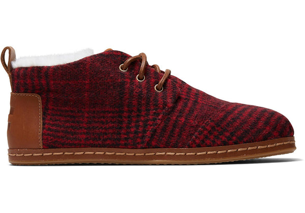 TOMS - Women's Classics Red Plaid Felt Leather Wrap Boots