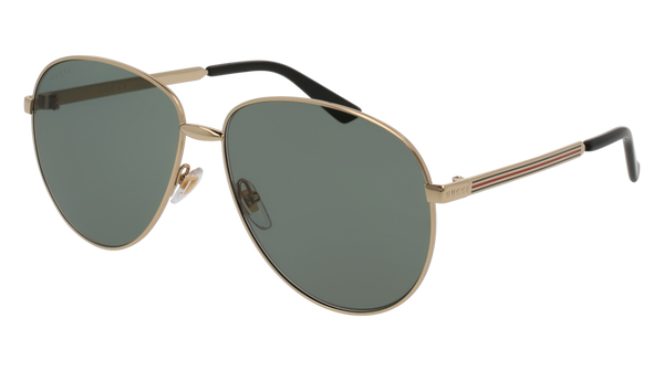 Gucci GG0138S Gold Sunglasses / Green Lenses