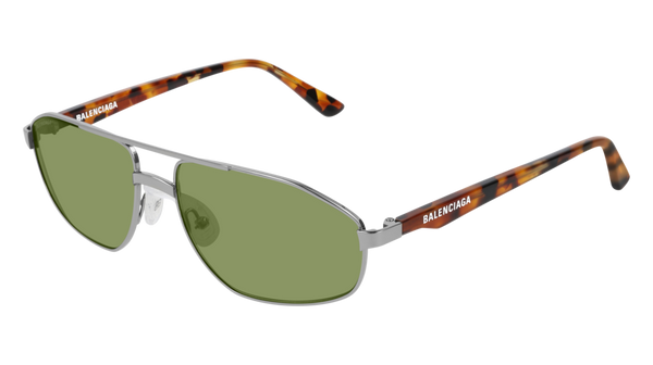 Balenciaga - BB0012S Ruthenium Havana Sunglasses / Green Lenses