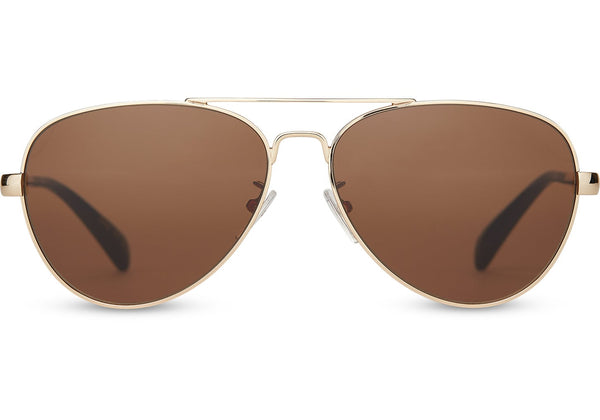 TOMS Maverick 201 Shiny Gold Sunglasses / Brown Lenses