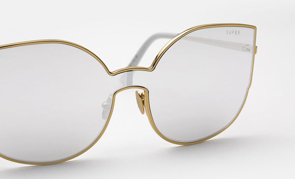 Super - Lenz Lucia Gold Galvanic Sunglasses / Silver Mirror Lenses