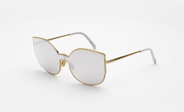 Super - Lenz Lucia Gold Galvanic Sunglasses / Silver Mirror Lenses