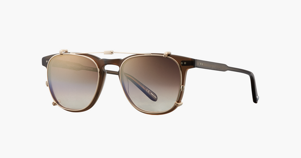 Garrett Leight - Brooks 47mm Gold Clip-On Shield / Bronze Shadow Mirror Lenses