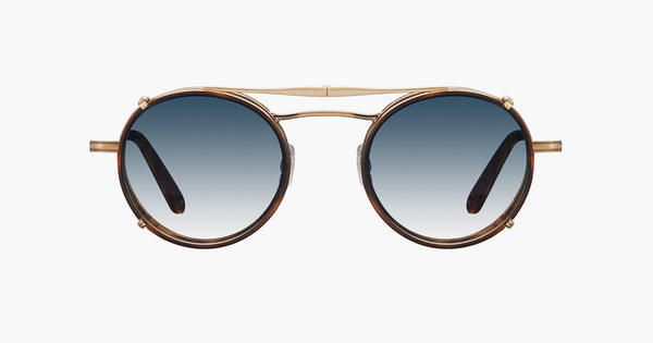 Garrett Leight - Penmar Matte Gold Marigold Tortoise Clip-On Shield / Blue Gradient Lenses