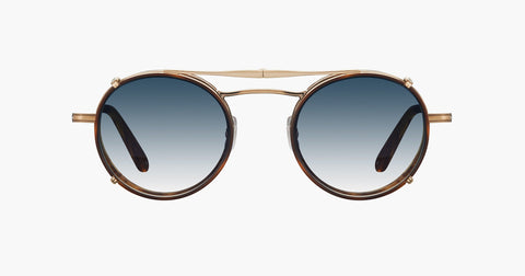 Garrett Leight - Penmar Matte Gold Marigold Tortoise Clip-On Shield / Blue Gradient Lenses