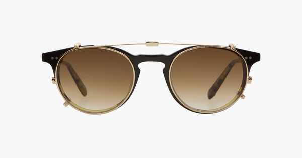 Garrett Leight - Winward 47mm Gold Clip-On Shield / Sepia Gradient Lenses