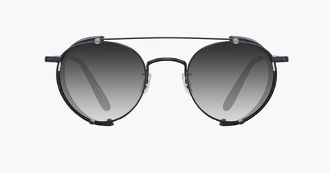 Garrett Leight - Wilson M Black Leather Clip-On Shield / Black Lenses