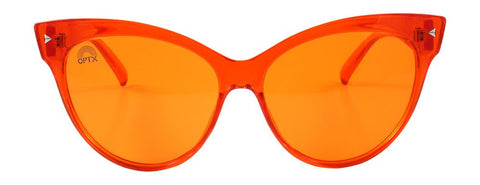 RainbowOPTX - Cat Eye Transparent Orange Sunglasses / Orange Lenses