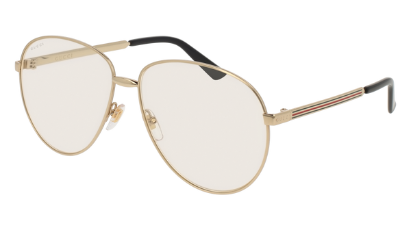 Gucci GG0138S-003 Gold Sunglasses / Transparent Lenses