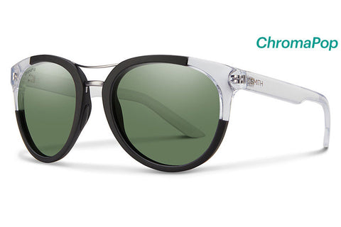 Smith Bridgetown Matte Black Crystal Block Sunglasses, ChromaPop Polarized Gray Green Lenses