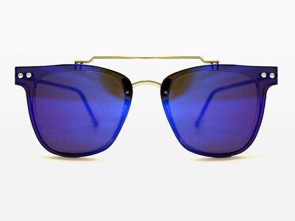 Spitfire FTL2 Gold Sunglasses, Blue Mirror Lenses