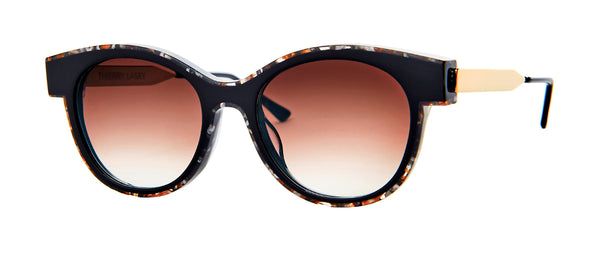 Thierry Lasry - Lytchy Vintage Black Grey Sunglasses / Brown Pattern with Brown Gradient Lenses