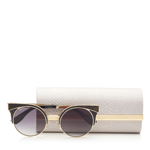 Jimmy Choo Ora Metal Framed with Snakeskin Leather Detail Sunglasses